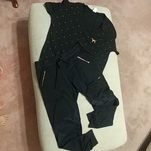 VS Pink Ultimate Joggers Legging Bling Tee L